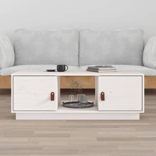 vidaXL Sohvapöytä valkoinen 100x50x35 cm täysi mänty