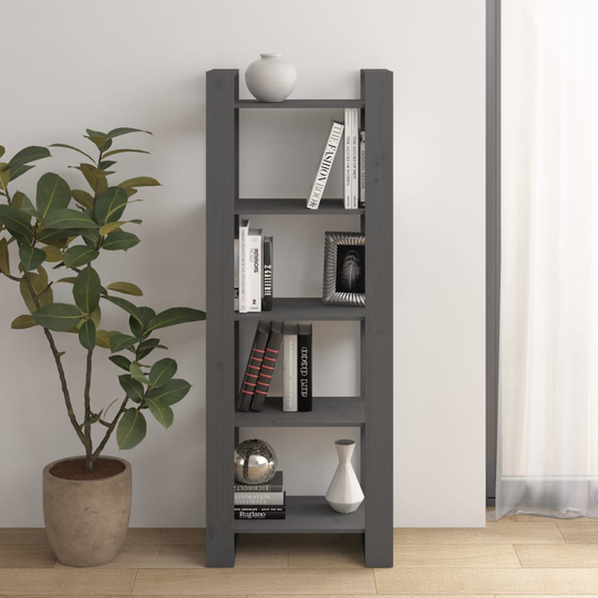 vidaXL Kirjahylly/tilanjakaja harmaa 60x35x160 cm täysi mänty