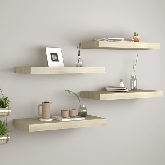 vidaXL Kelluvat seinähyllyt 4 kpl tammi 60x23,5x3,8 cm MDF