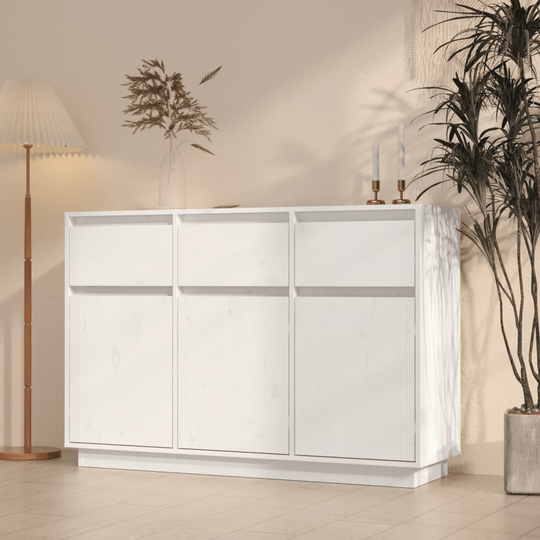 vidaXL Senkki valkoinen 110x34x75 cm täysi mänty