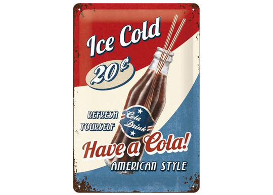 Retro metallitaulu HAVE A COLA! 20x30 cm