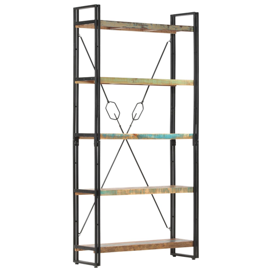 vidaXL 5-tasoinen kirjahylly 90x30x180 cm täysi kierrätetty puu