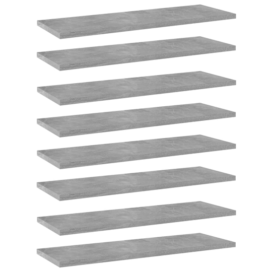 vidaXL Kirjahyllytasot 8 kpl betoninharmaa 60x20x1,5 cm lastulevy