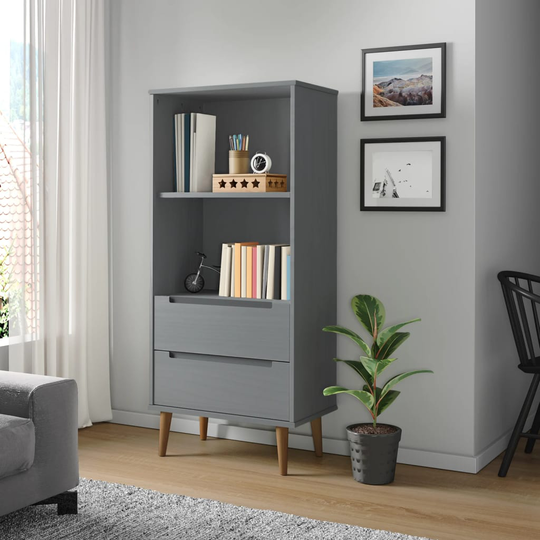 vidaXL Kirjahylly MOLDE harmaa 60x35x133,5 cm täysi mänty