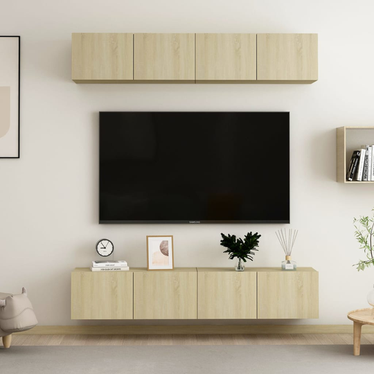 vidaXL TV-tasot 4 kpl Sonoma-tammi 80x30x30 cm lastulevy