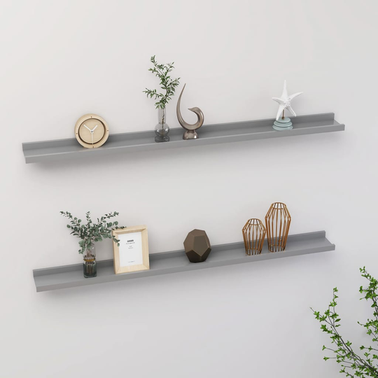 vidaXL Seinähyllyt 2 kpl harmaa100x9x3 cm