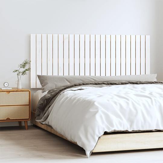 vidaXL Sängynpääty seinälle valkoinen 147x3x60 cm täysi mänty