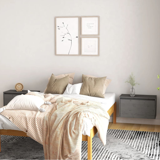 vidaXL Seinäkaapit 2 kpl harmaa 60x30x35 cm täysi mänty