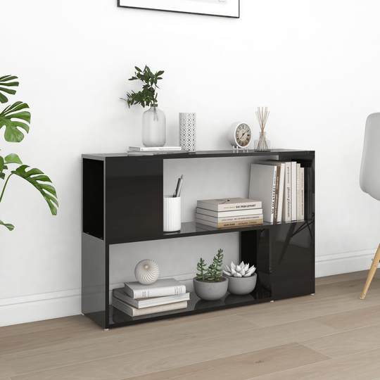 vidaXL Kirjahylly korkeakiilto musta 100x24x63 cm lastulevy