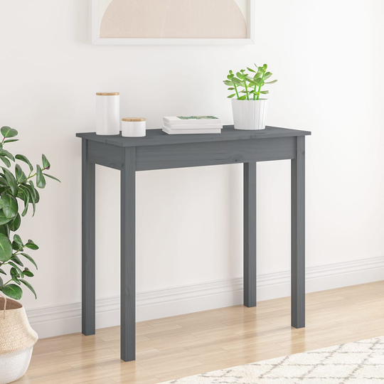 vidaXL Konsolipöytä harmaa 80x40x75 cm täysi mänty