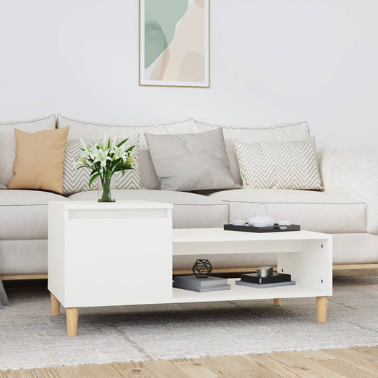 vidaXL Sohvapöytä valkoinen 100x50x45 cm tekninen puu