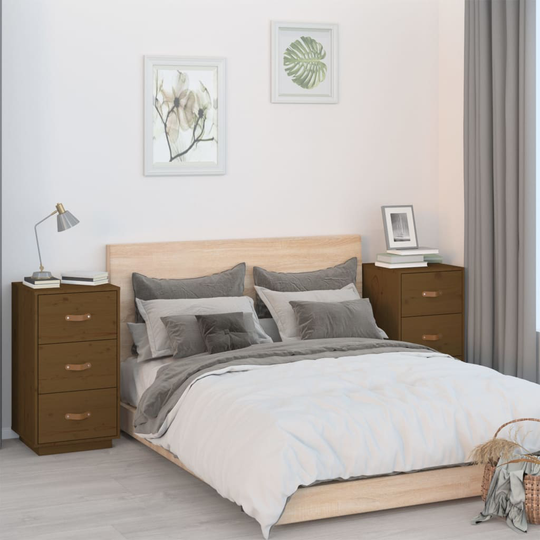 vidaXL Yöpöydät 2 kpl hunajanruskea 40x40x75 cm täysi mänty