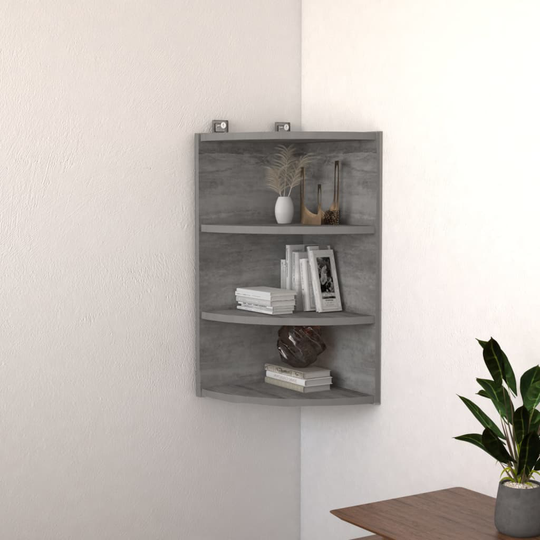 vidaXL Seinäkulmahylly betoninharmaa 30x31,5x60 cm lastulevy