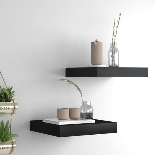 vidaXL Kelluvat seinähyllyt 2 kpl musta 23x23,5x3,8 cm MDF