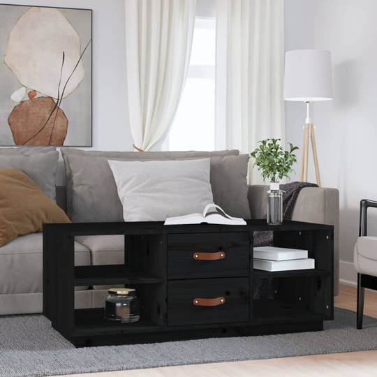 vidaXL Sohvapöytä musta 100x50x41 cm täysi mänty