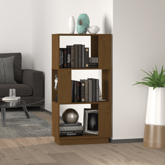vidaXL Kirjahylly/tilanjakaja hunajanruskea 51x25x101 cm täysi mänty