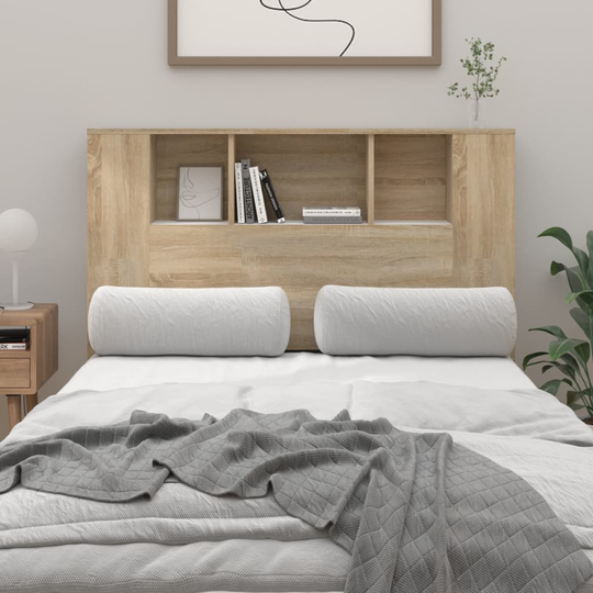vidaXL Sängynpääty säilytystilalla valk/Sonoma-tammi 120x18,5x104,5 cm