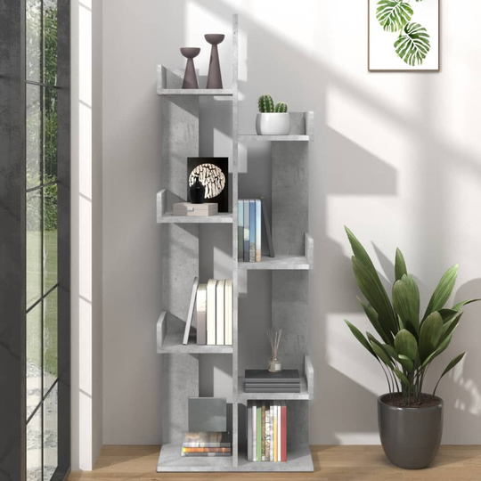 vidaXL Kirjahylly betoninharmaa 48x25,5x140 cm lastulevy
