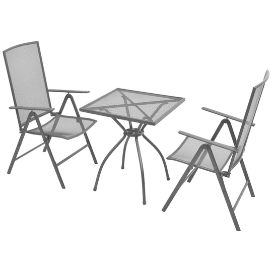 vidaXL 3-osainen Bistrokalustesarja taittuvat tuolit teräs antrasiitti