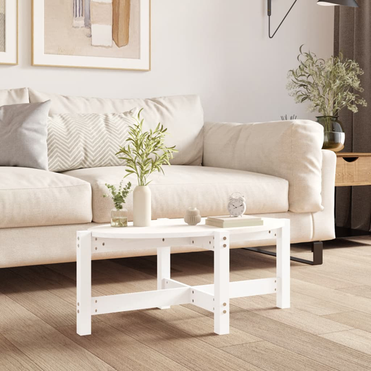vidaXL Sohvapöytä valkoinen 87x48x35 cm täysi mänty