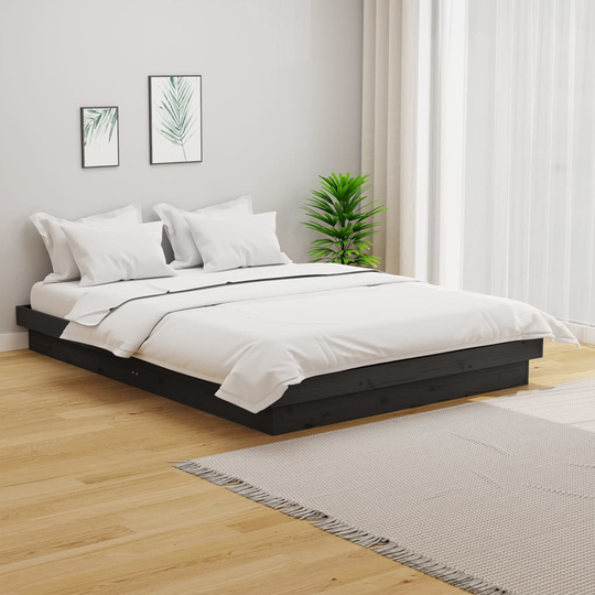 vidaXL Sängynrunko harmaa täysi puu 150x200 cm 5FT King