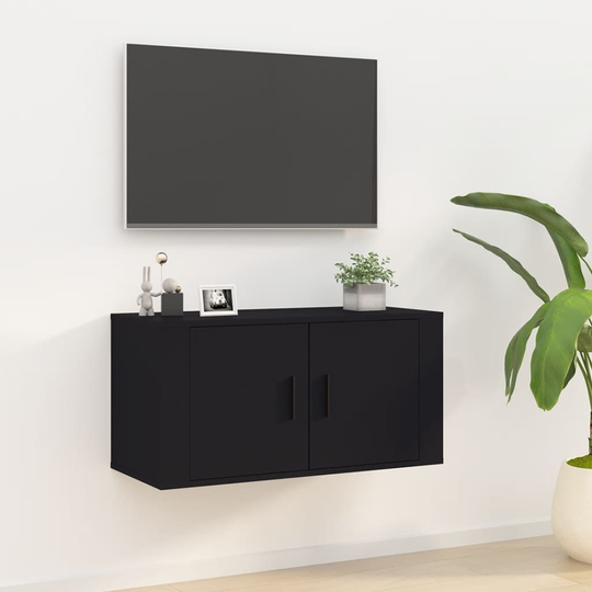 vidaXL Seinäkiinnitettävä TV-taso musta 80x34,5x40 cm