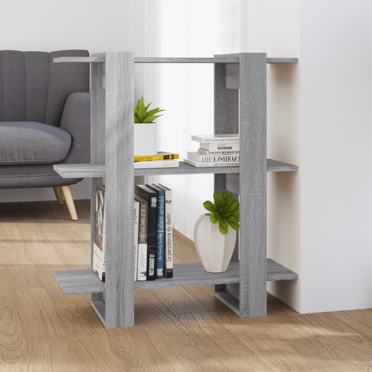 vidaXL Kirjahylly/tilanjakaja harmaa Sonoma 80x30x87 cm