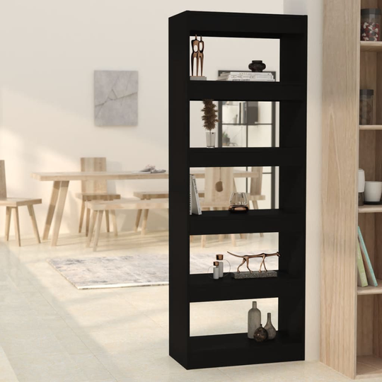 vidaXL Kirjahylly/tilanjakaja musta 60x30x166 cm lastulevy