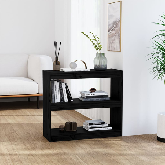 vidaXL Kirjahylly/tilanjakaja musta 80x30x71,5 cm täysi mänty