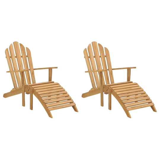 vidaXL Adirondack tuolit jalkatuilla 2 kpl täysi tiikki
