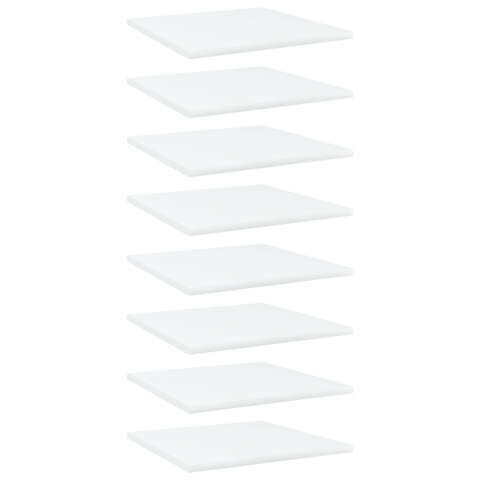 vidaXL Kirjahyllytasot 8 kpl valkoinen 40x40x1,5 cm lastulevy
