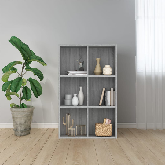 vidaXL Kirjahylly / Senkki harmaa Sonoma 66x30x98 cm tekninen puu