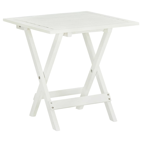 vidaXL Bistropöytä valkoinen 46x46x47 cm täysi akaasiapuu