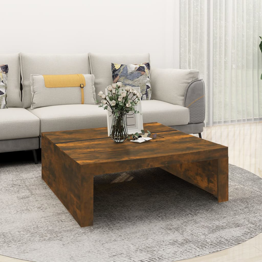 vidaXL Sohvapöytä savutammi 100x100x35 cm tekninen puu
