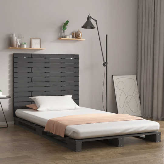 vidaXL Sängynpääty seinälle harmaa 106x3x91,5 cm täysi mänty
