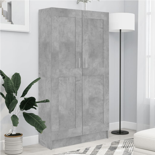 vidaXL Kirjahylly betoninharmaa 82,5x30,5x150 cm lastulevy
