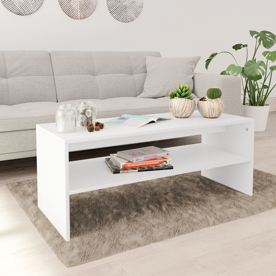 vidaXL Sohvapöytä valkoinen 100x40x40 cm lastulevy