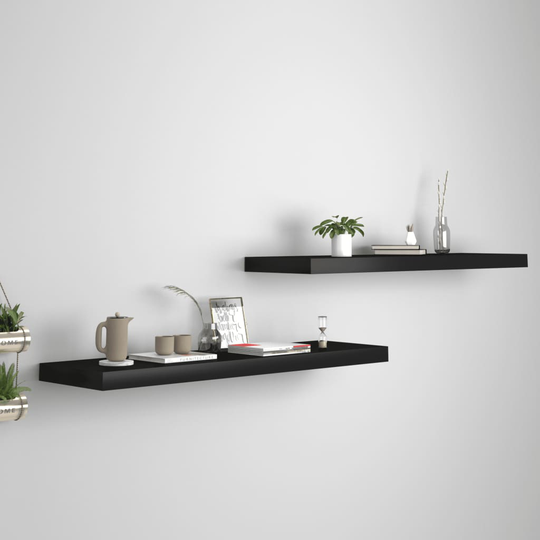 vidaXL Kelluvat seinähyllyt 2 kpl musta 90x23,5x3,8 cm MDF