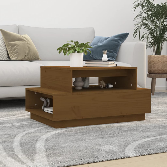 vidaXL Sohvapöytä hunajanruskea 80x55x40,5 cm täysi mänty