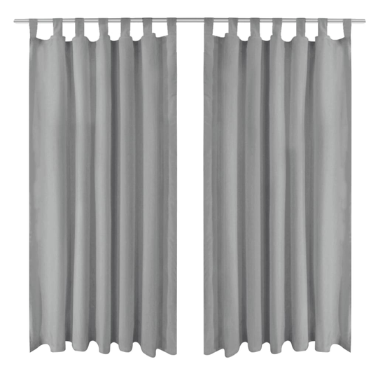 vidaXL Mikro-satiiniverhot silmukoilla 2 kpl 140x175 cm Harmaa