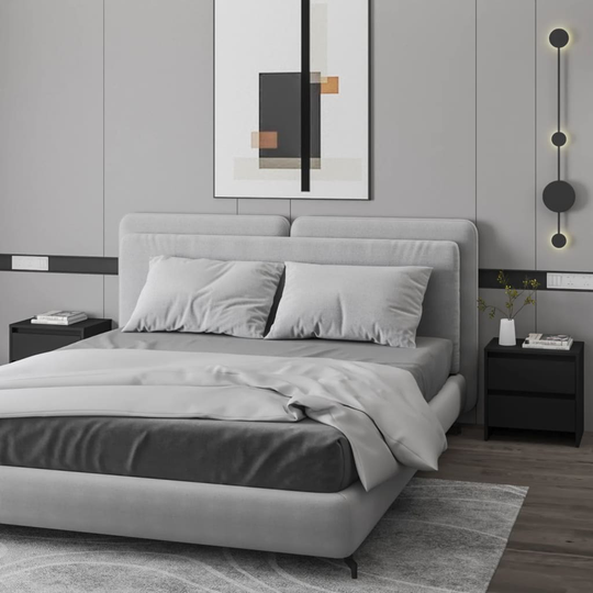 vidaXL Yöpöydät 2 kpl musta 45x34,5x44,5 cm lastulevy