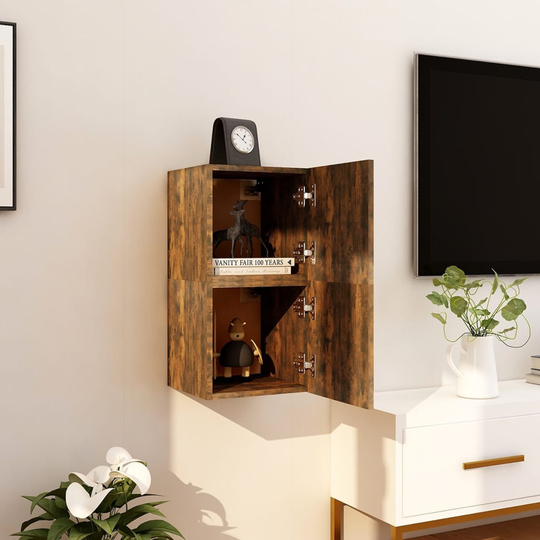 vidaXL Seinäkiinnitettävät TV-kaapit 2 kpl savutammi 30,5x30x30 cm