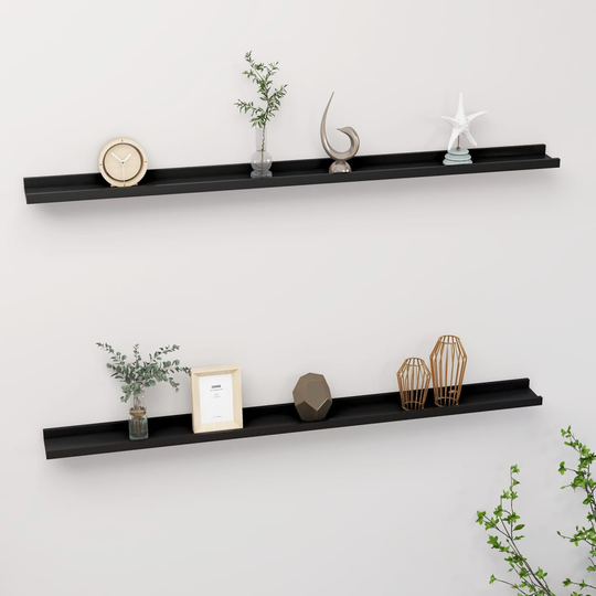 vidaXL Seinähyllyt 2 kpl musta 115x9x3 cm