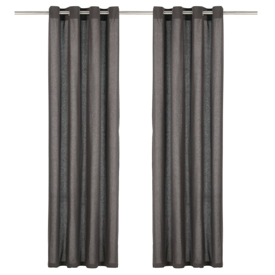 vidaXL Verhot metallirenkailla 2 kpl puuvilla 140x245 cm antrasiitti