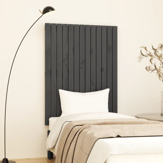 vidaXL Sängynpääty seinälle harmaa 82,5x3x110 cm täysi mänty