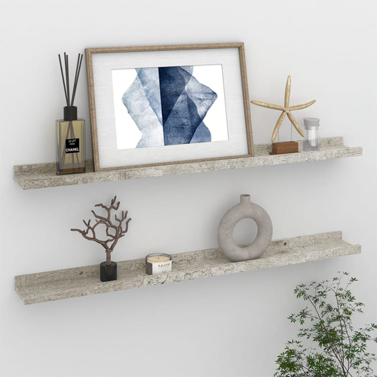 vidaXL Seinähyllyt 2 kpl betoninharmaa 80x9x3 cm