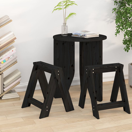 vidaXL Jakkarat 2 kpl musta 40x40x45 cm täysi mänty
