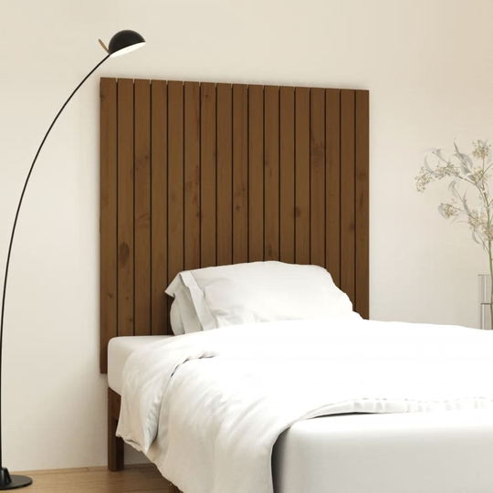 vidaXL Sängynpääty seinälle hunajanruskea 108x3x110 cm täysi mänty