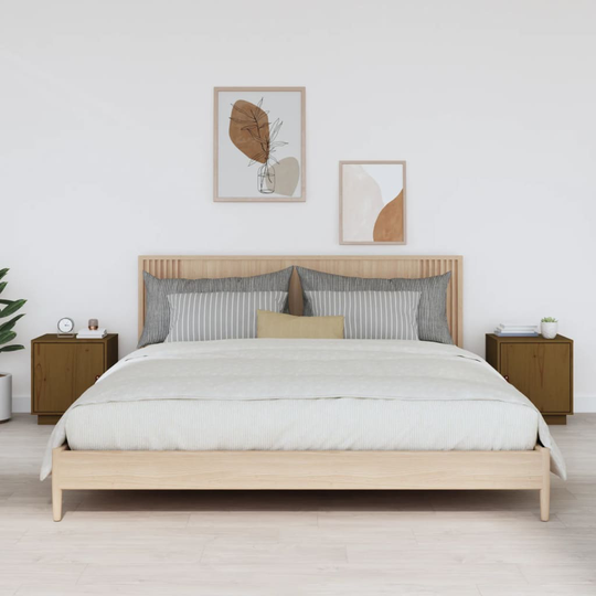 vidaXL Yöpöydät 2 kpl hunajanruskea 40x34x45 cm täysi mänty