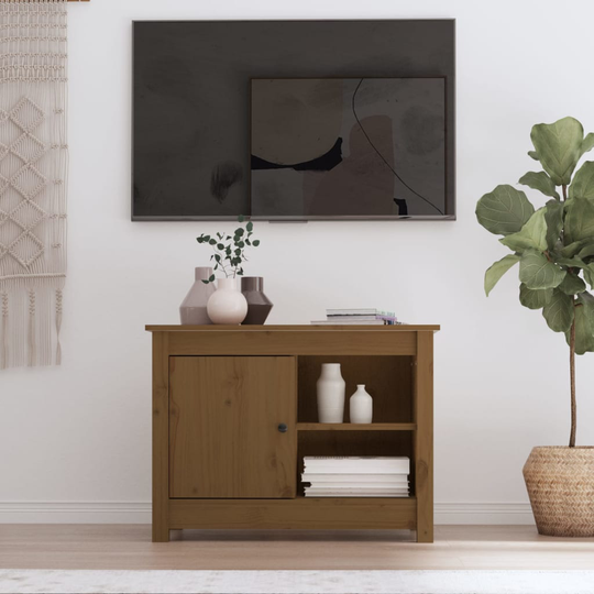 vidaXL TV-kaappi hunajanruskea 70x36,5x52 cm täysi mänty